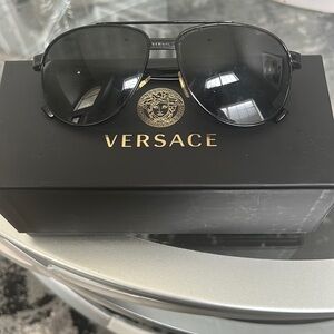 Versace Black Aviator Sunglasses